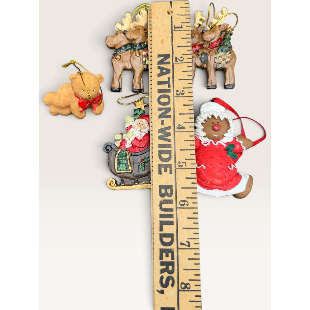 Assorted Vtg House of Lloyd 90's‎ Christmas Resin Ornament Set 5 Reindeer Sleigh - Picture 4 of 5